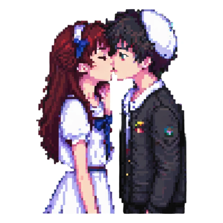 anime girl kissing boy sticker