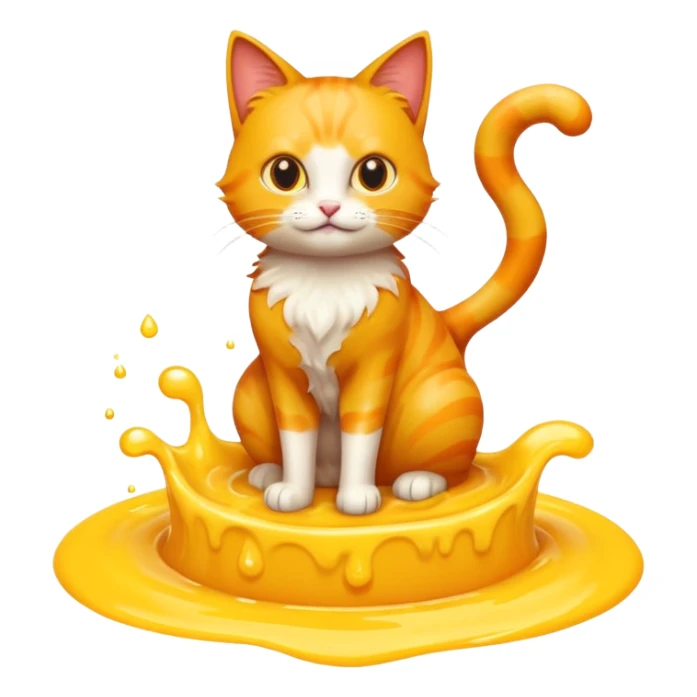Cat standing on top of yellow liquid sticker