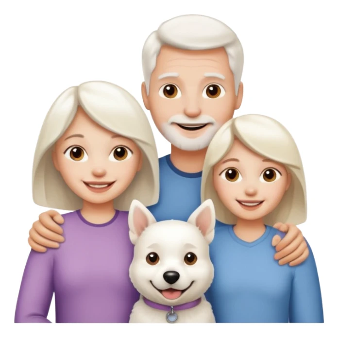 parents, daughter and a white dog sticker