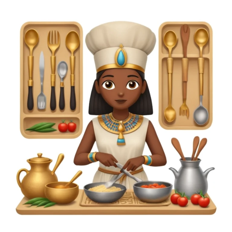 ancient Egyptian cooking scene in hieroglyphic style sticker