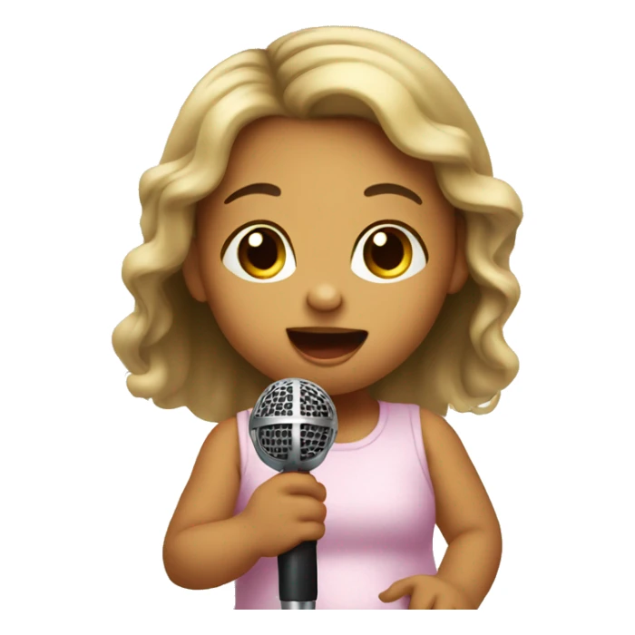 baby girl singing with a mic sticker