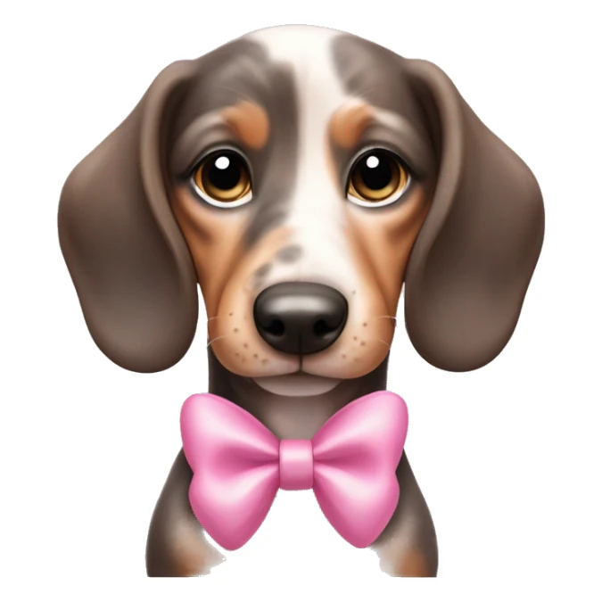 Adorable Merle daschund puppy with a pink bow  sticker