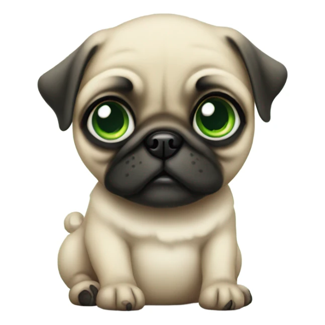 Baby pug with big green eyes  sticker