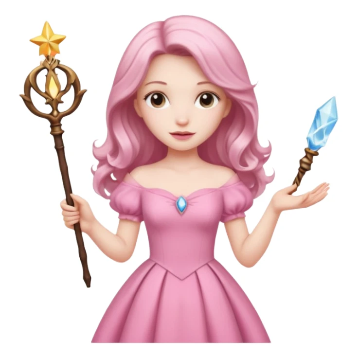 beautiful-haired in pink woman with a wand sticker