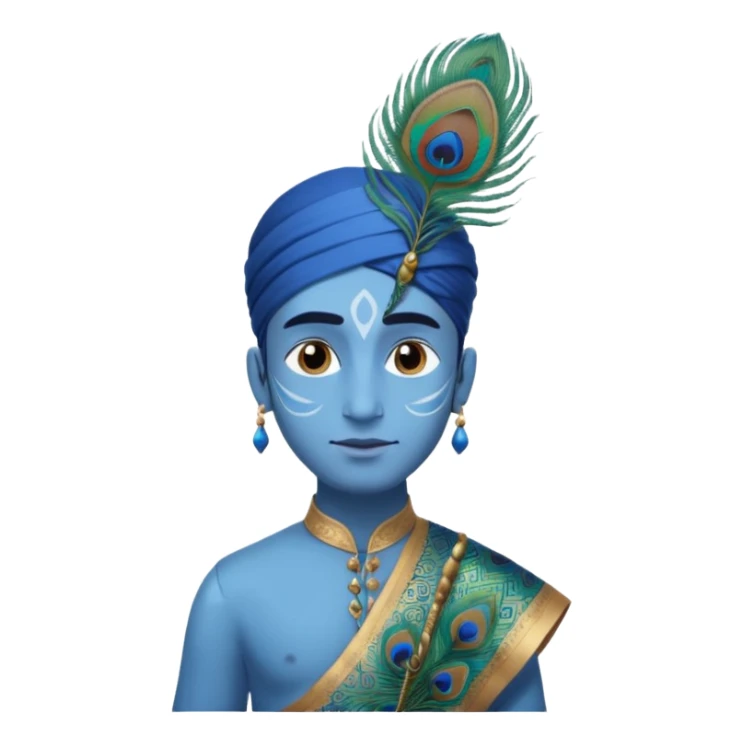 A man with blue skin peacock feather in head wearing dhoti kurta  sticker