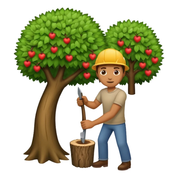 Homme coupant un arbre sticker