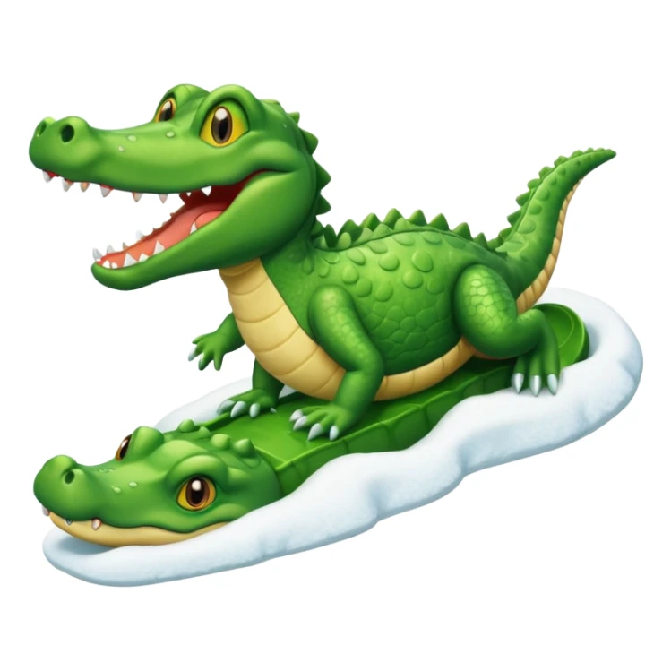 alligator sliding down snowy hill ios style emohi sticker