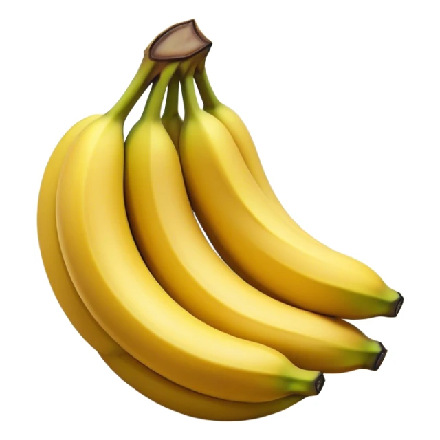 Cinematic bright yellow banana, smooth peel with gentle curves, slightly ripened, stacked in a charming bunch, warm glowing background, soft and inviting. sticker
