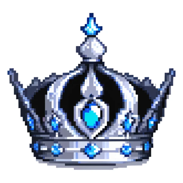 A sapphire blue crown with pointed tips and silver details sticker