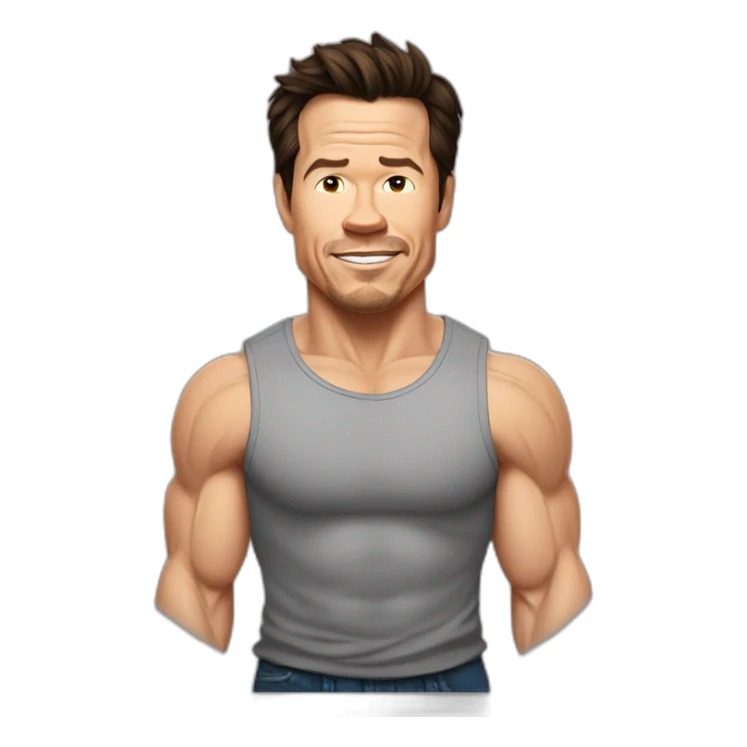 mark wahlberg cartoon wearing muscle tee sticker