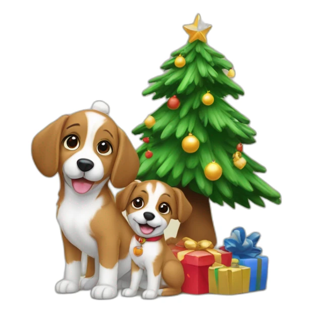 Sapin de noël and baby dog sticker