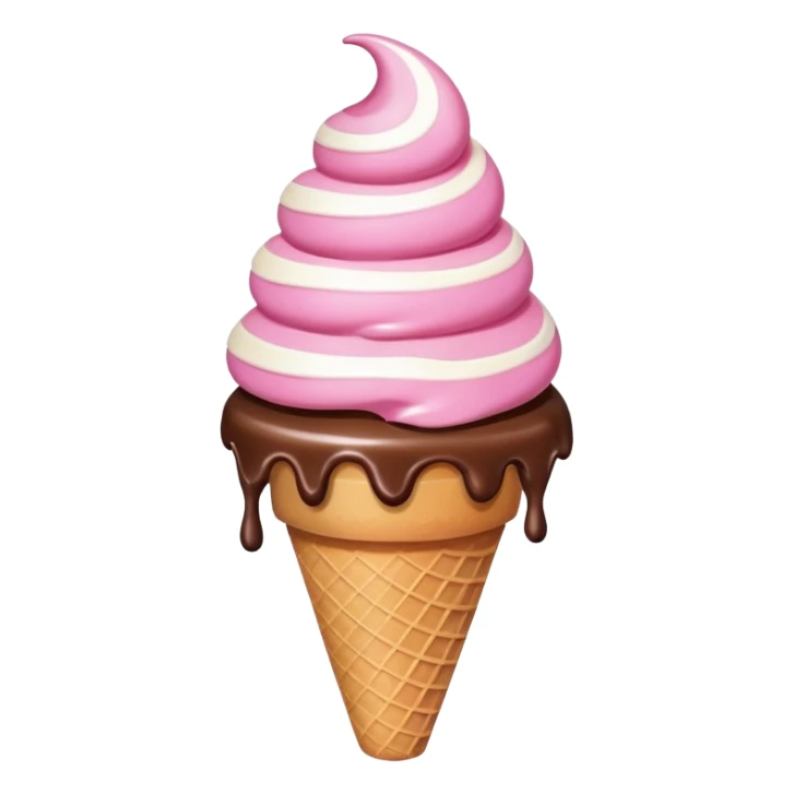 Chocolate and vanilla ice cream cone swirl with a pink heart on top sticker