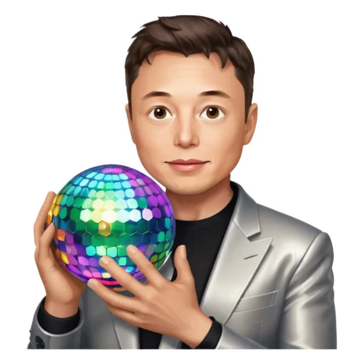 Elon musk with disco ball in hands sticker
