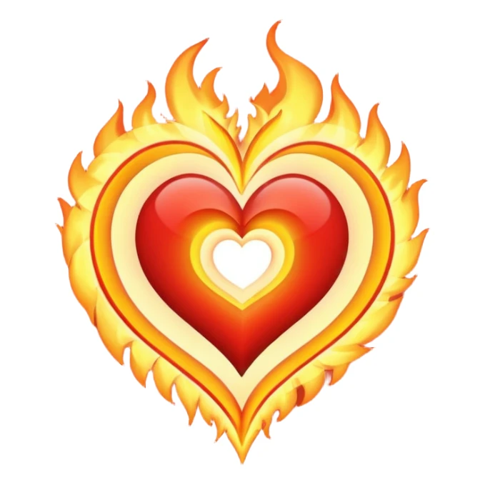 heart spiral and fire sticker