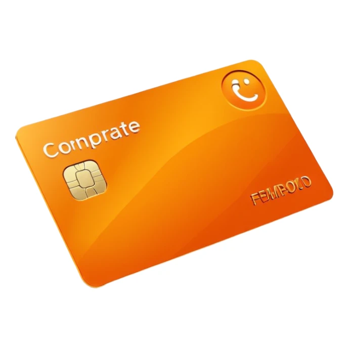 3D corporate card where Color #FF3D00 is the main visual element, with simple ‘WAD’ text. just 'WAD' and no other markings (no digits, no any card company logos, no chip). Minimal, modern, high-end. sticker