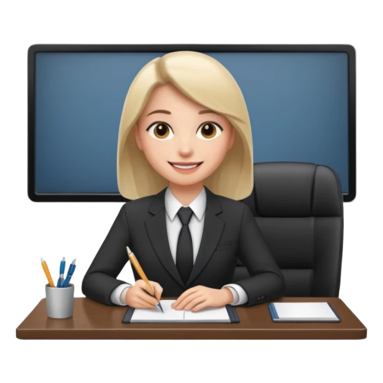 une image de 3/4 avec un recruteur à son bureau APS DE FACE DE 3/4 sticker