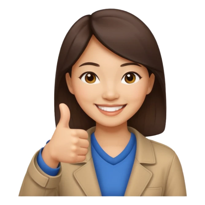 asian woman thumb up sticker
