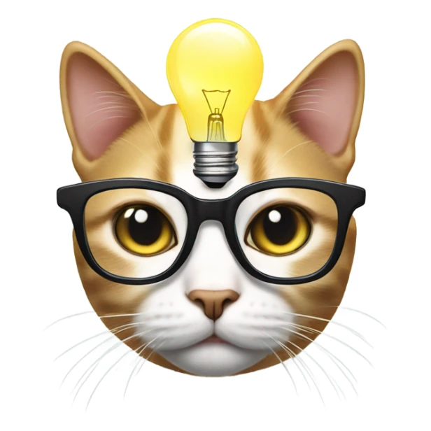 Cat wearing glasses and looking like he is having an idea  sticker