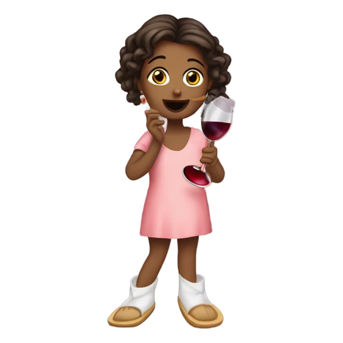 Girl drinking wine with funny looking slippers ￼ sticker