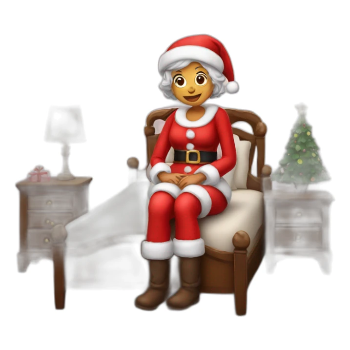 mrs santa claus sitting on bed sticker