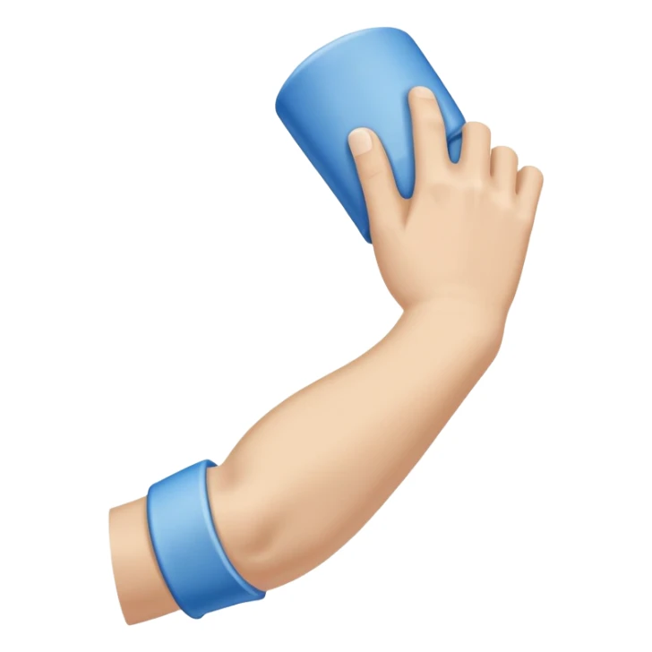 Arm in a blue cast with white edges at top and bottom  sticker