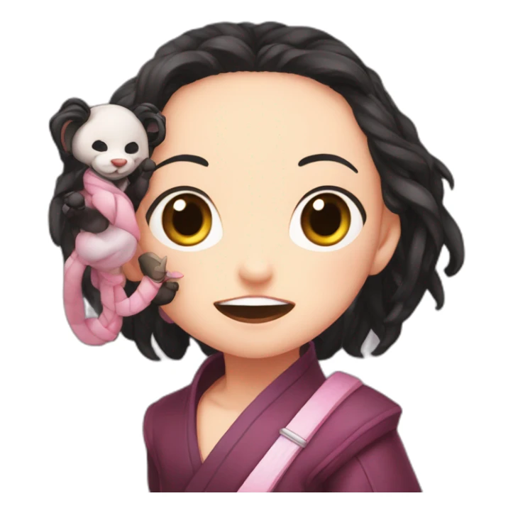 nezuko with a bambo in her mouth sticker