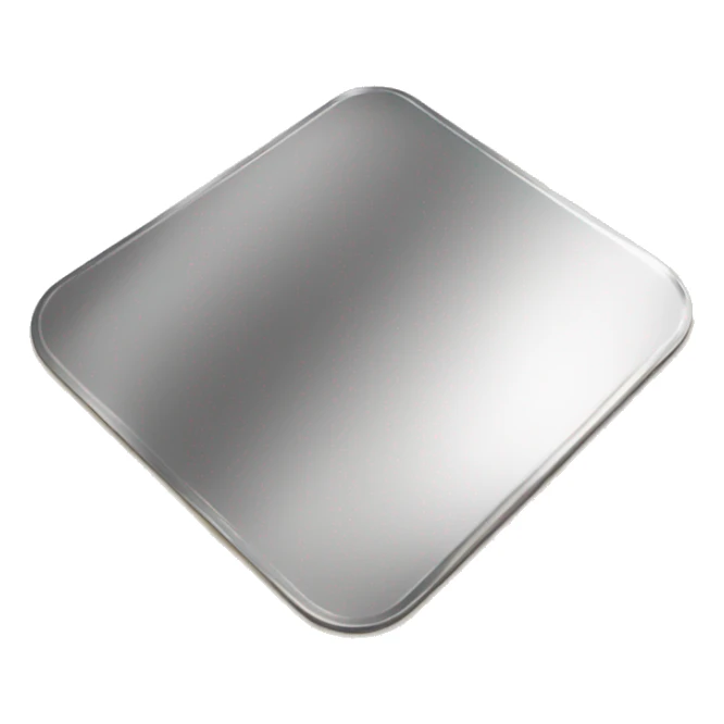 Realistic silver metallic plate lying down flat on counter. sticker