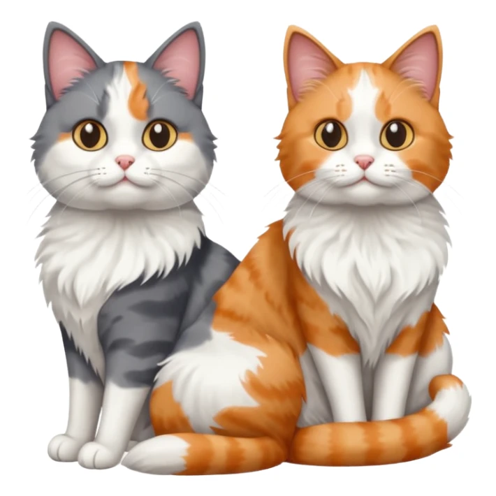 a fluffy grey and white cat sitting with 2 other cats sticker