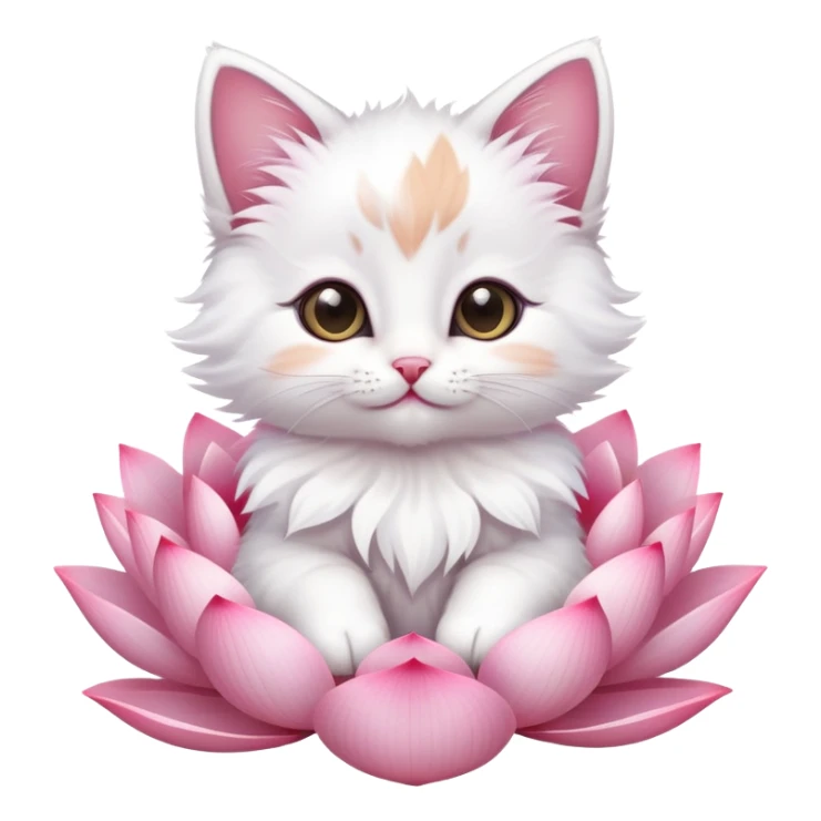 Kitten sitting on lotus flower sticker