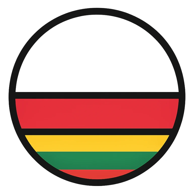 circular emblem fusing colors and patterns of the Polish and Lithuanian flags sticker