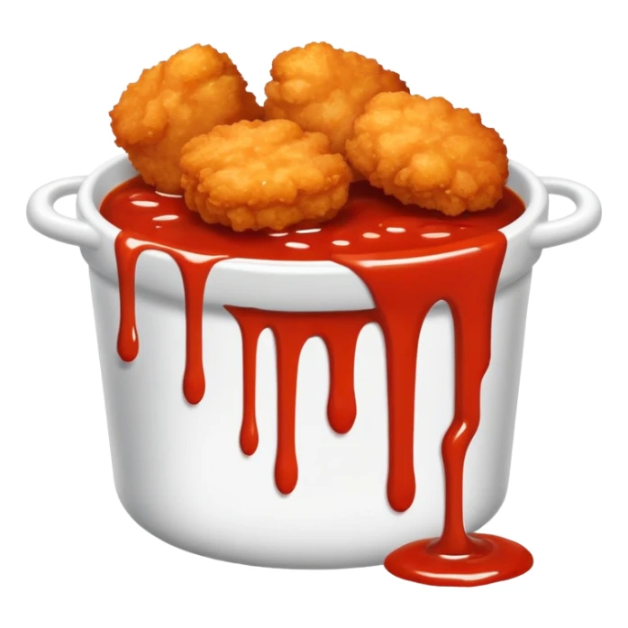 Dripping seasoned nuggets spicy red sauce steamy sticker