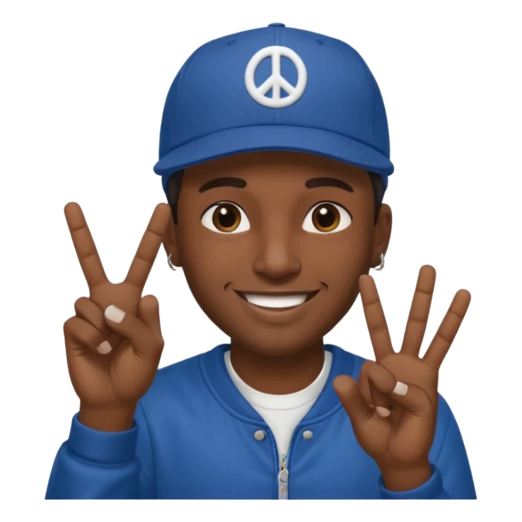 Hiphopper with baseball cap doing a peace sign with his fingers sticker