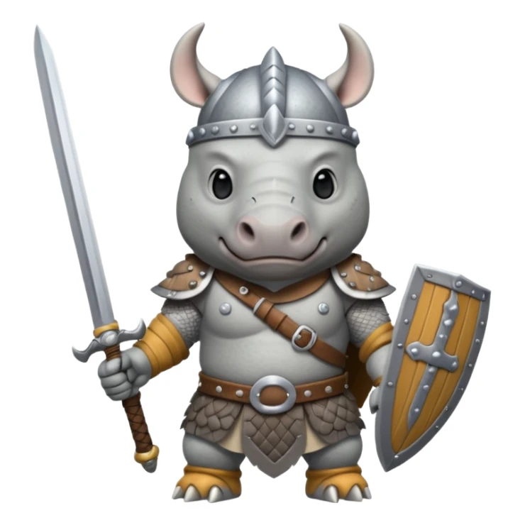rhino with viking helmet and sword sticker