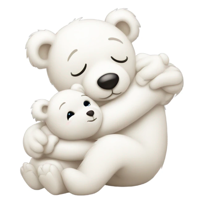 Happy white momma teddy bear hugging a happy white baby bear sticker