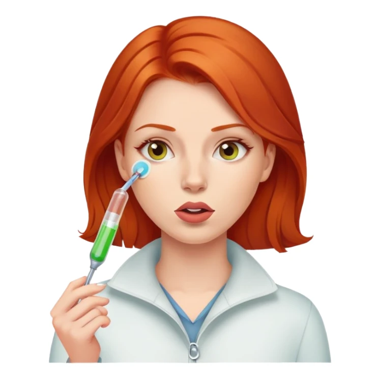 Redhead woman with thermometer in her mouth sticker