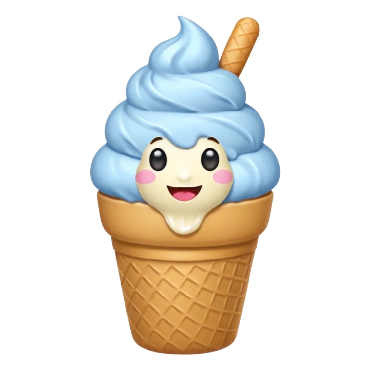 cono de helado de vainilla kawaii con ojitos sticker