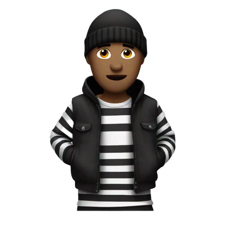 Robber with black beanie and black and white striped outfit sticker