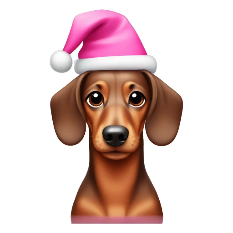Dachshund with a pink Christmas hat  sticker
