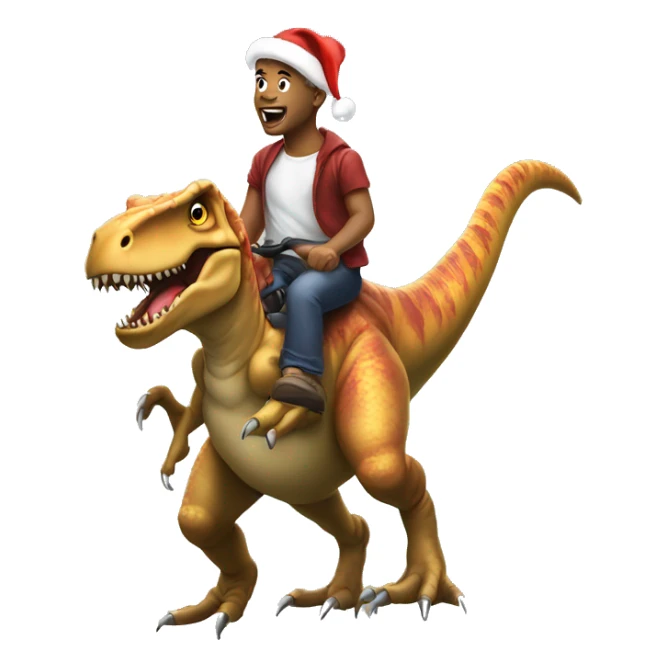 Me riding a T Rex with Santa hats on both sticker