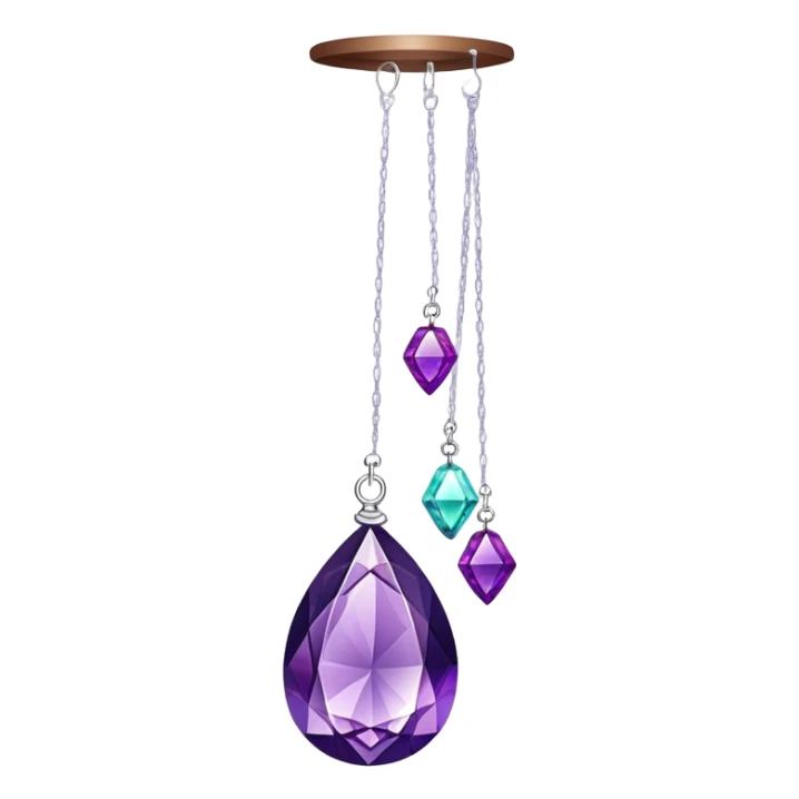 Hanging suncatcher, threads with shiny sparkly amethyst gemstones sticker