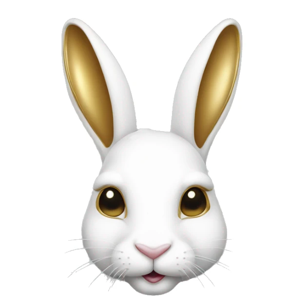 white rabbite face, luxury style, gold border sticker