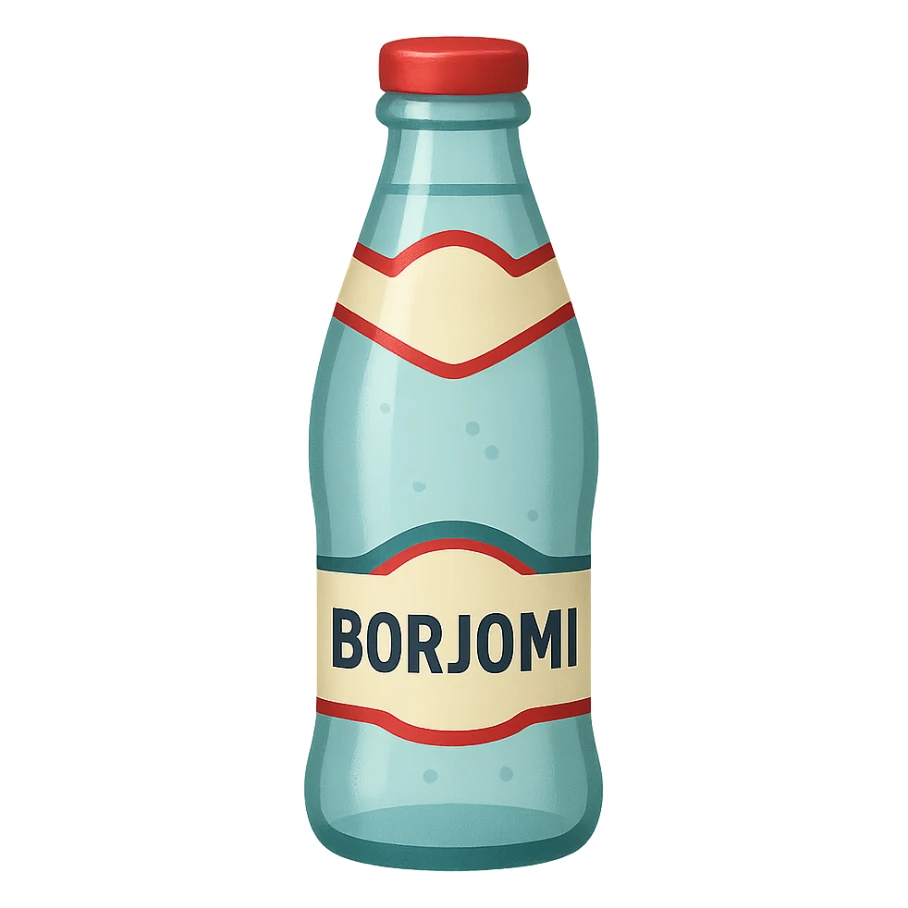 Borjomi water bottle emoji with label, variation 2 sticker