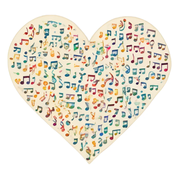 Map to my heart with music notes in the map and the letters CH sticker