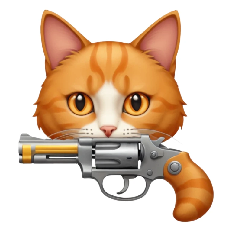 Revolver with cat holding it sticker