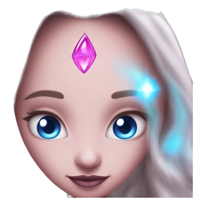 magical diva with pink andromedan skin long hair and blue eyes glowing third eye sticker