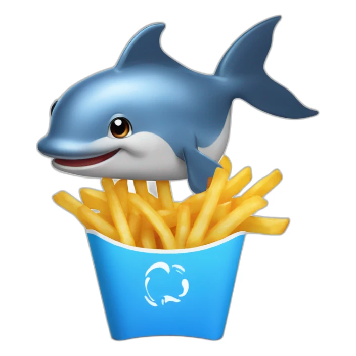 Un dauphin qui mange des frites sticker