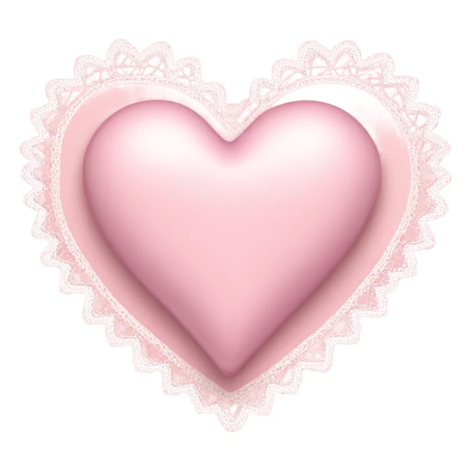 matte light pink heart with bow with lace and frills  sticker