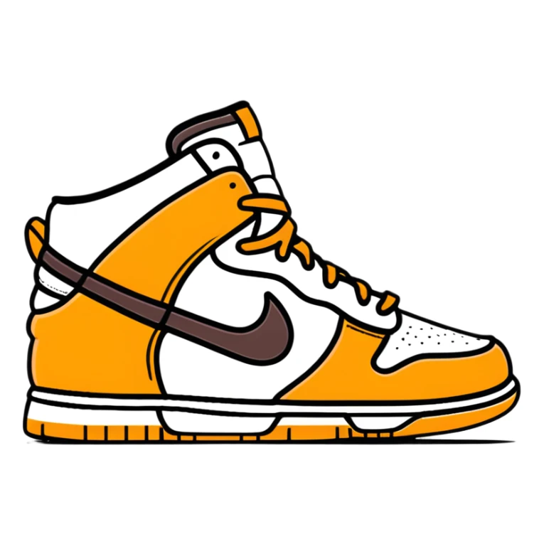 Nike Dunk Low Curry, beige and brown tones with tan accents, basketball sneaker sticker