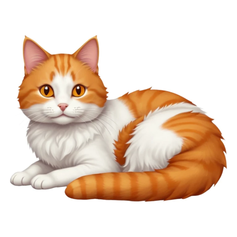 ginger and white cat with orange eyes doing a big extremely long stretch reaching up into the air with arms and legs side by side together straight and overextended whilst lying on its side sticker