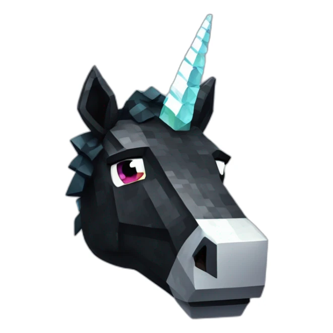 Minecraft Glitter Black Unicorn Head With Diamond Horn sticker